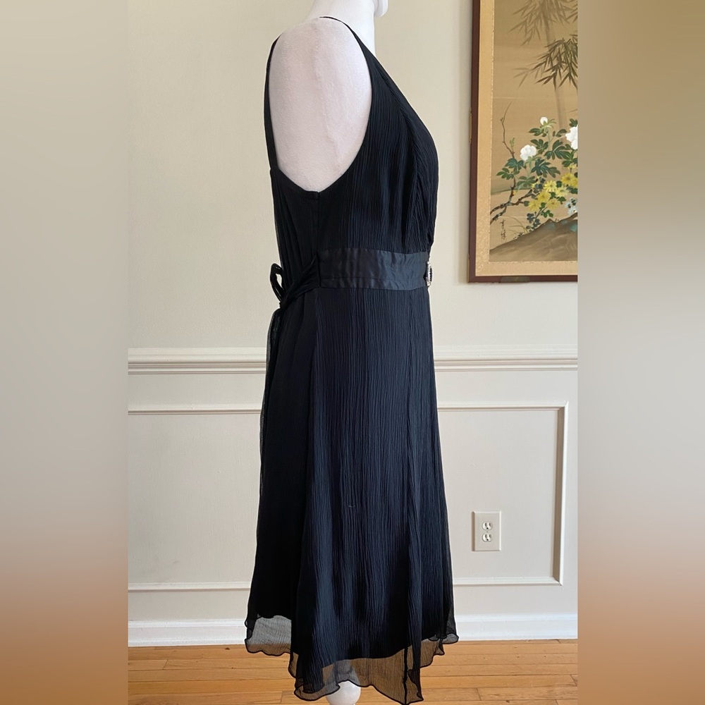 Marciano Guess Black Silk Chiffon Mini Dress Wrap Tie Belt Double Circle Buckle - Picture 5 of 13